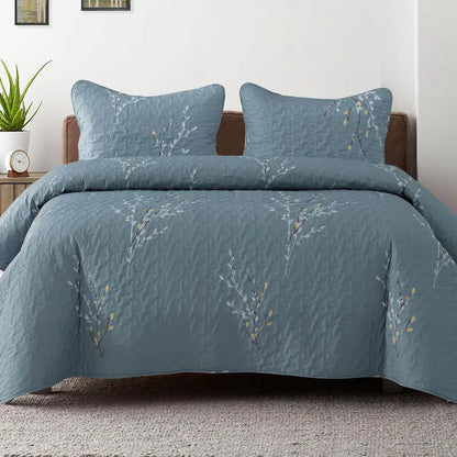 Boho Floral Patchwork Reversible Quilt Set - Ultra Soft 3-Piece Bedspread