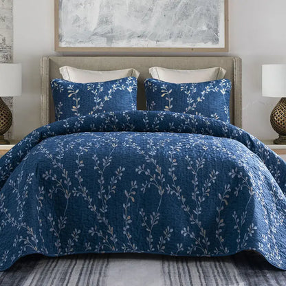 Boho Floral Patchwork Reversible Quilt Set - Ultra Soft 3-Piece Bedspread