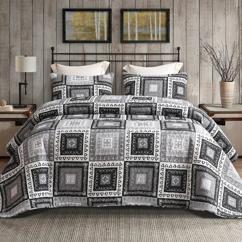 Boho Floral Patchwork Reversible Quilt Set - Ultra Soft 3-Piece Bedspread